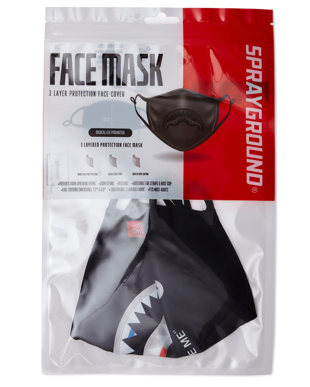 Sprayground - BITE ME SHARK (BLK) POLYESTER FACE MASK