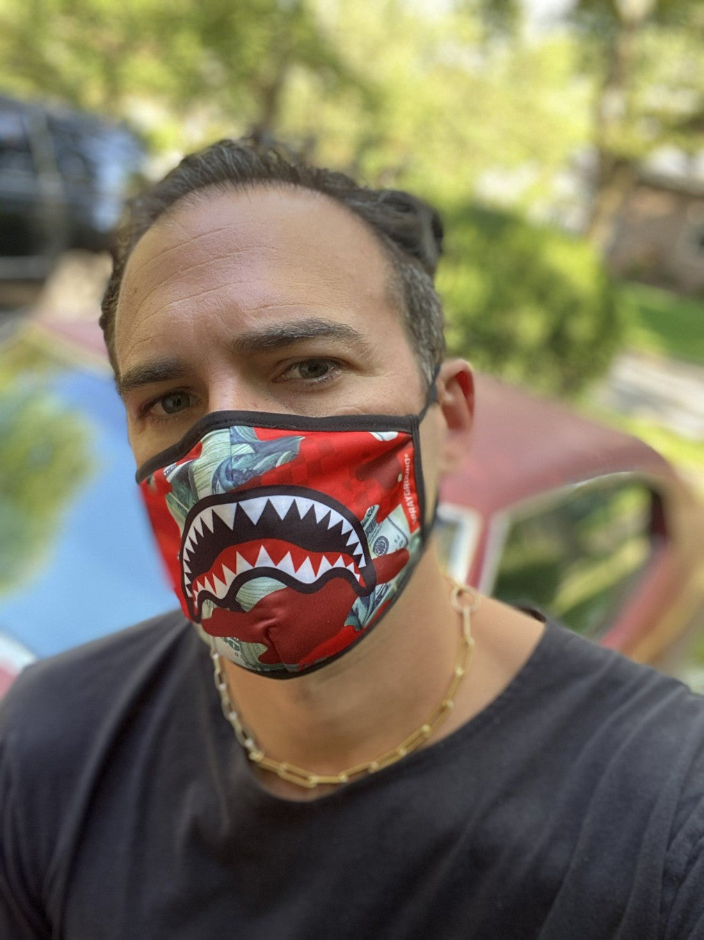Sprayground - ADULT MONEY CAMO (RED) FORM-FITTING FACE MASK