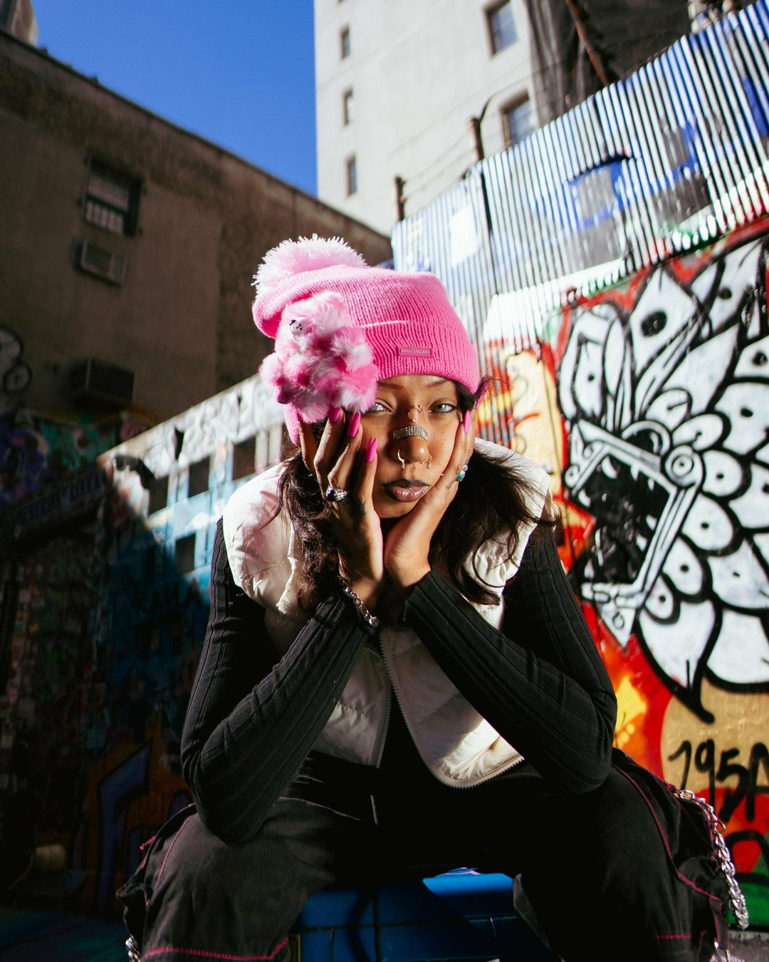 Sprayground - PINK LIL BEAR PUFF BEANIE