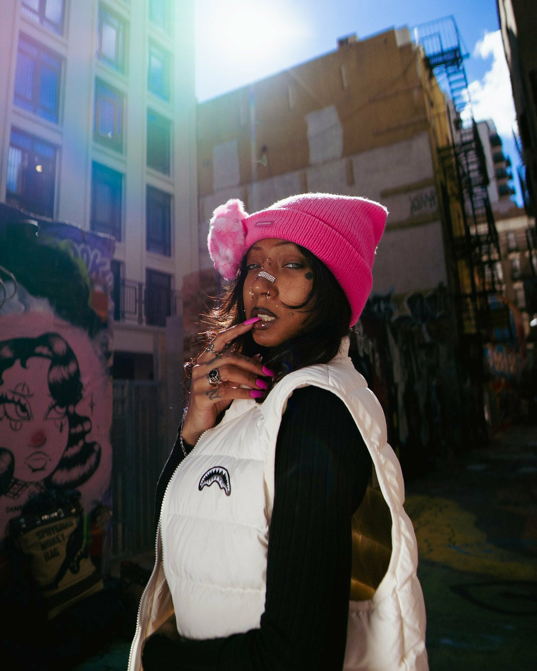 Sprayground - PINK LIL BEAR PUFF BEANIE