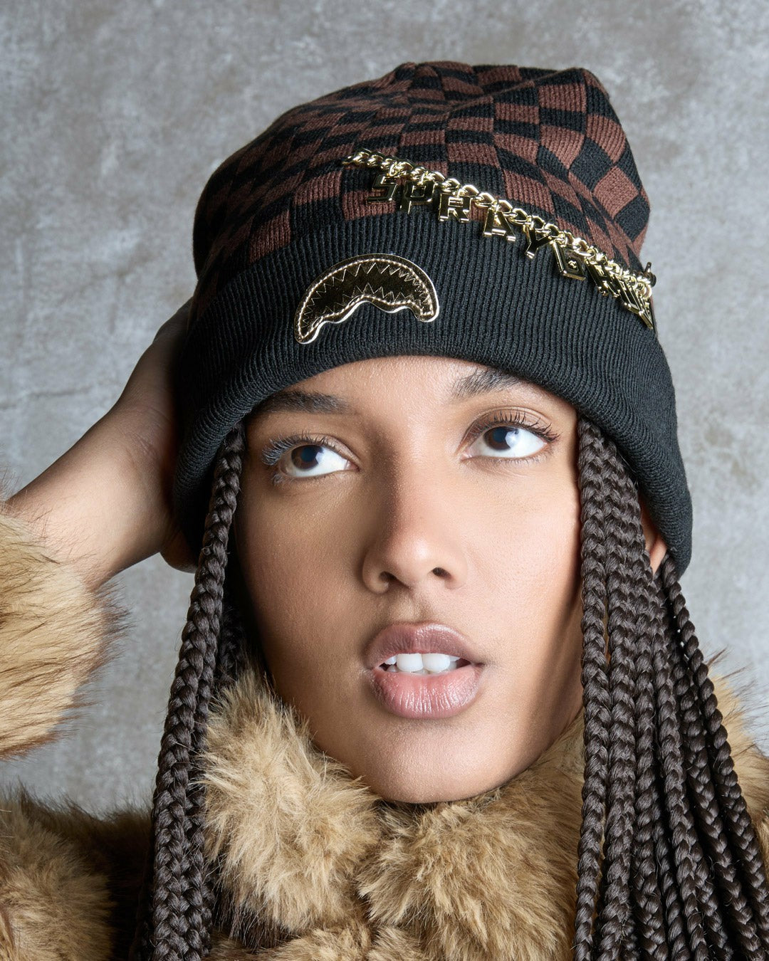 Sprayground - GOLD CHAIN CHECK BEANIE