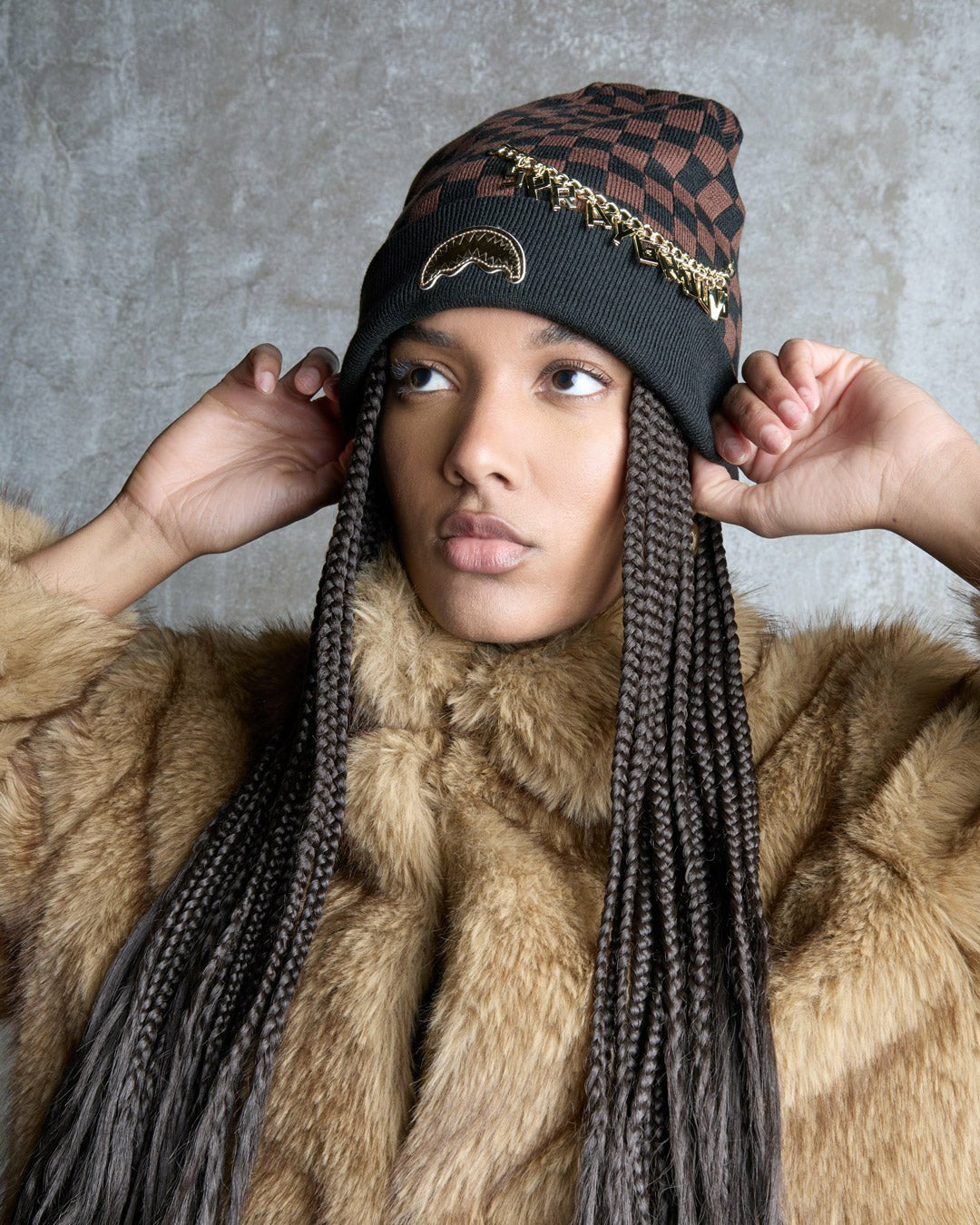 Sprayground - GOLD CHAIN CHECK BEANIE