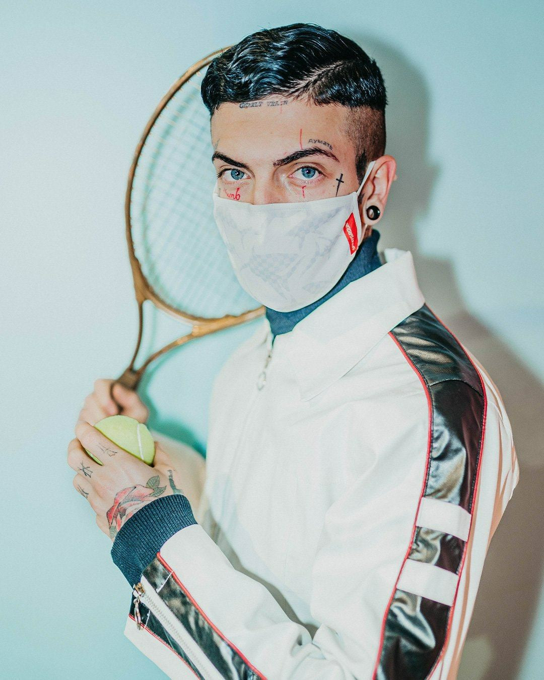 Sprayground - SHARK CHECK (WHITE) FACE MASK