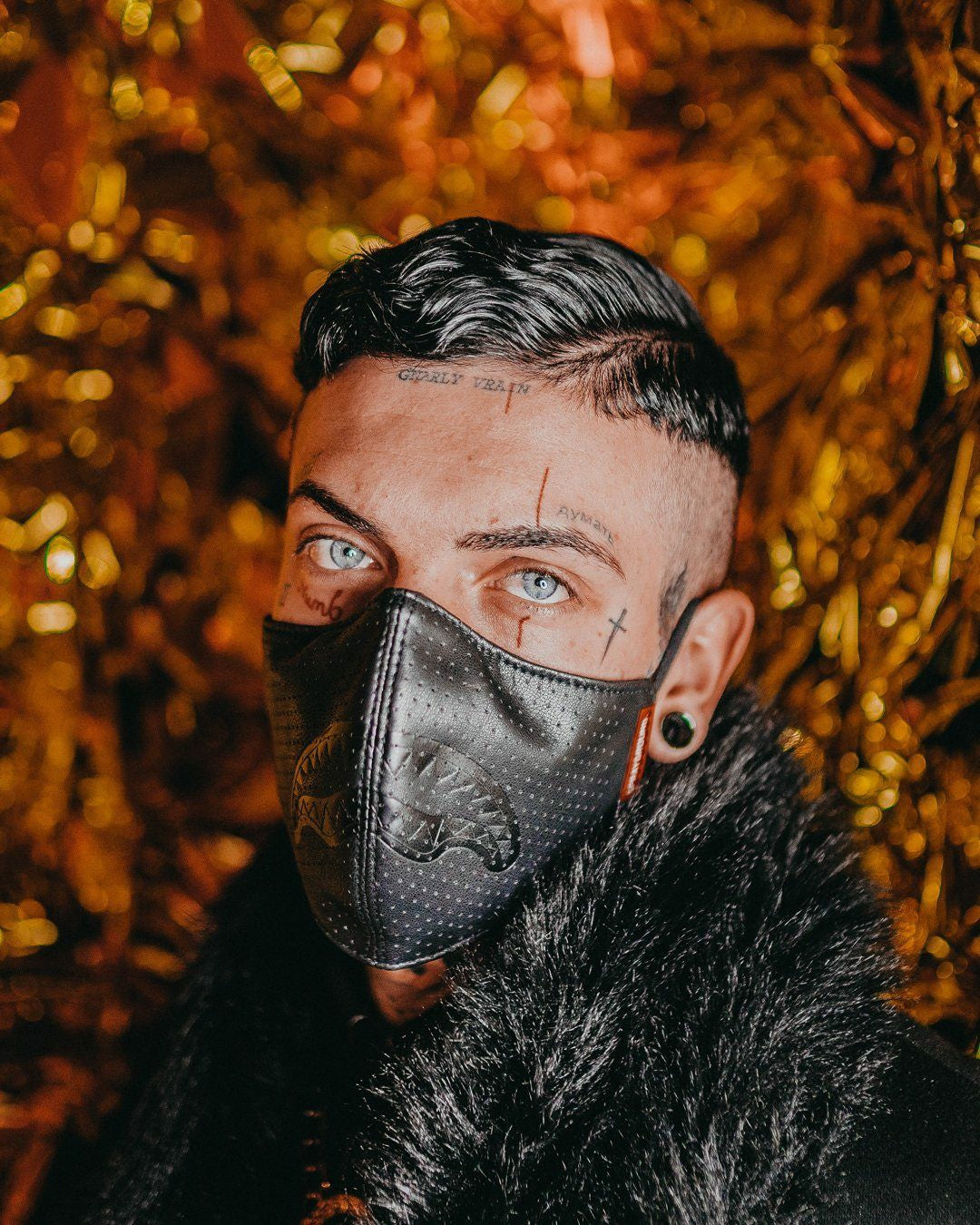 Sprayground - MIDNIGHT SHARK VEGAN LEATHER FACEMASK