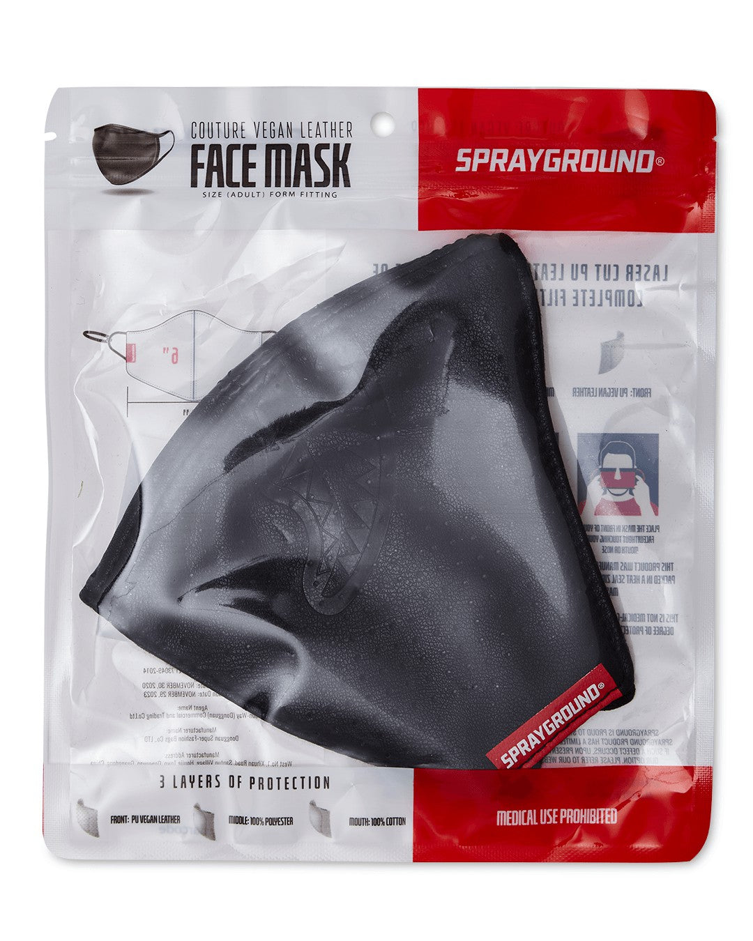 Sprayground - MIDNIGHT SHARK VEGAN LEATHER FACEMASK