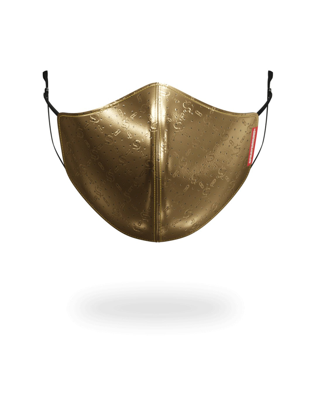 Sprayground - GOLD MONEY PATTERN VEGAN LEATHER FACE MASK