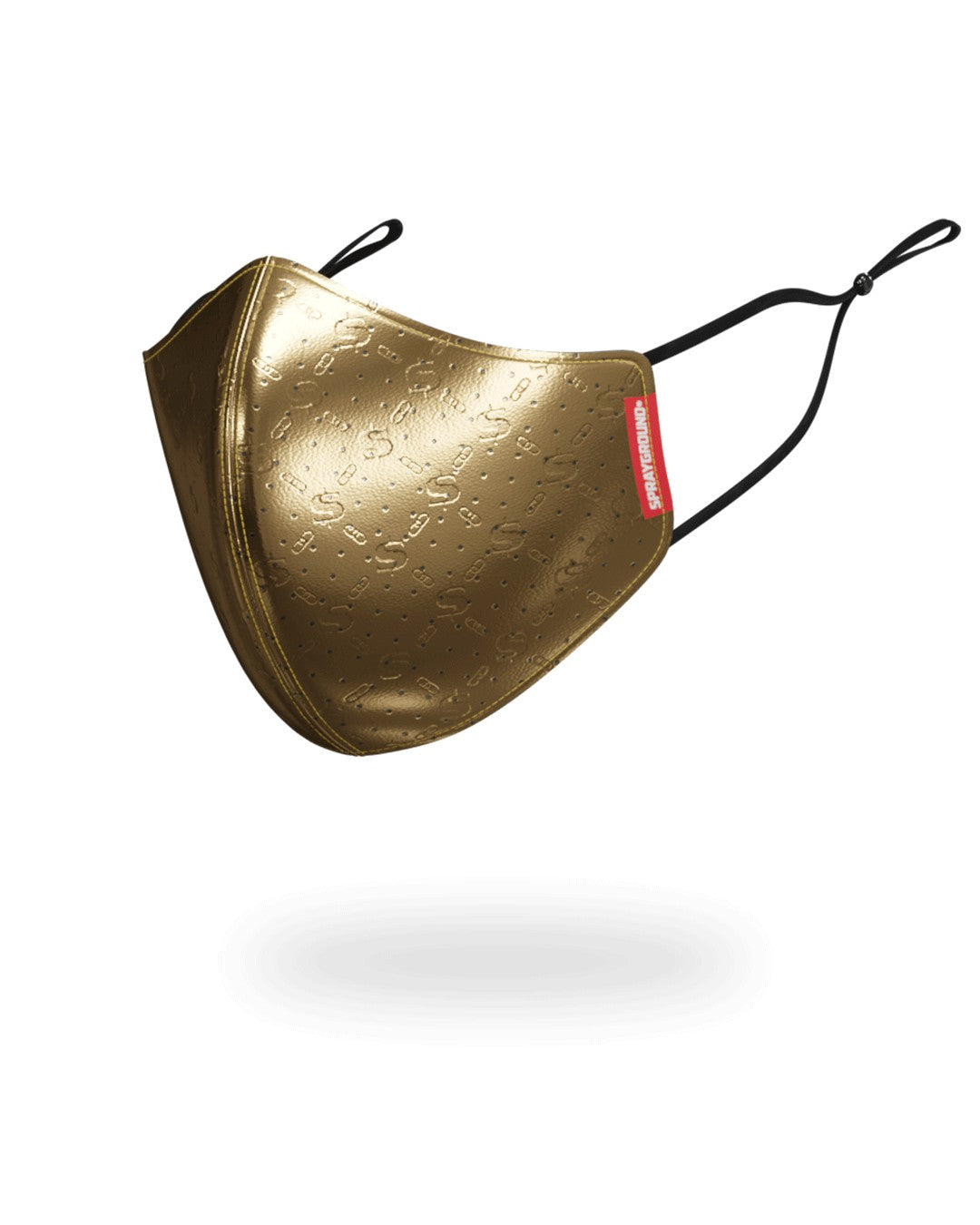 Sprayground - GOLD MONEY PATTERN VEGAN LEATHER FACE MASK