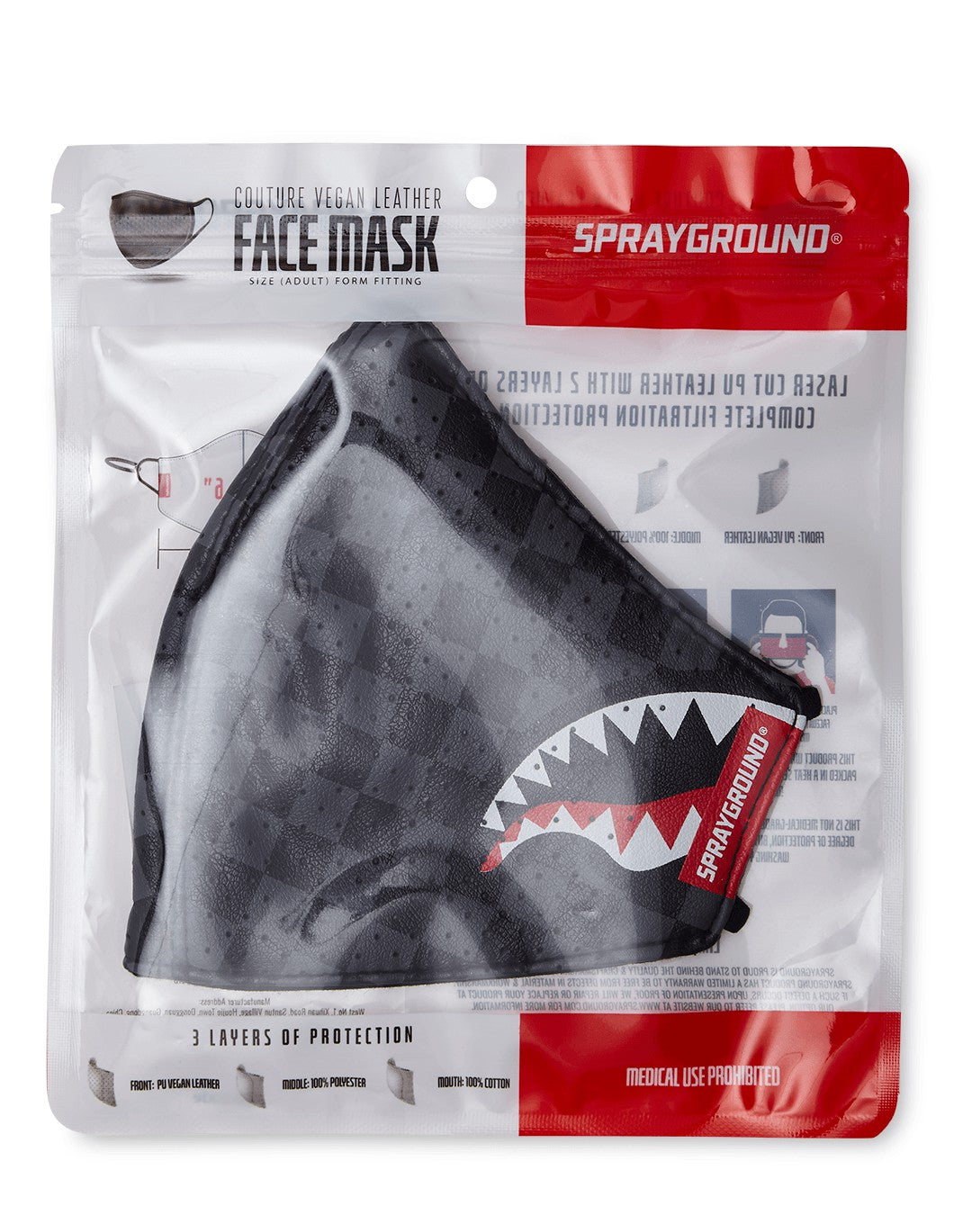 Sprayground - SHARKS IN PARIS (GRAY) VEGAN LEATHER FACE MASK