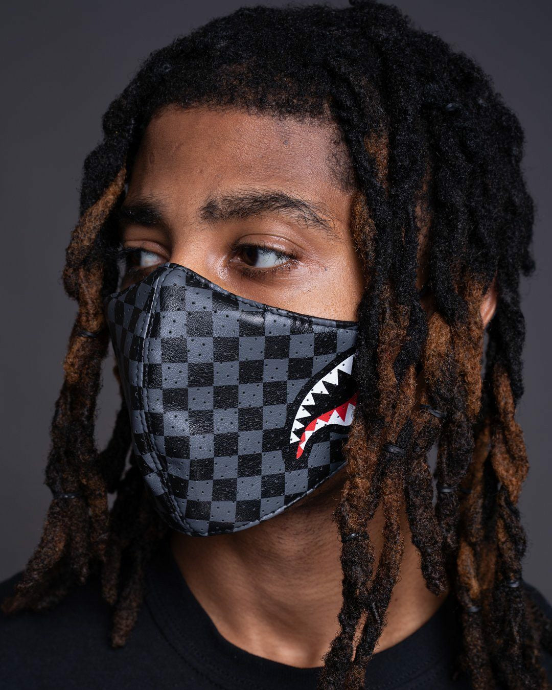 Sprayground - SHARKS IN PARIS (GRAY) VEGAN LEATHER FACE MASK
