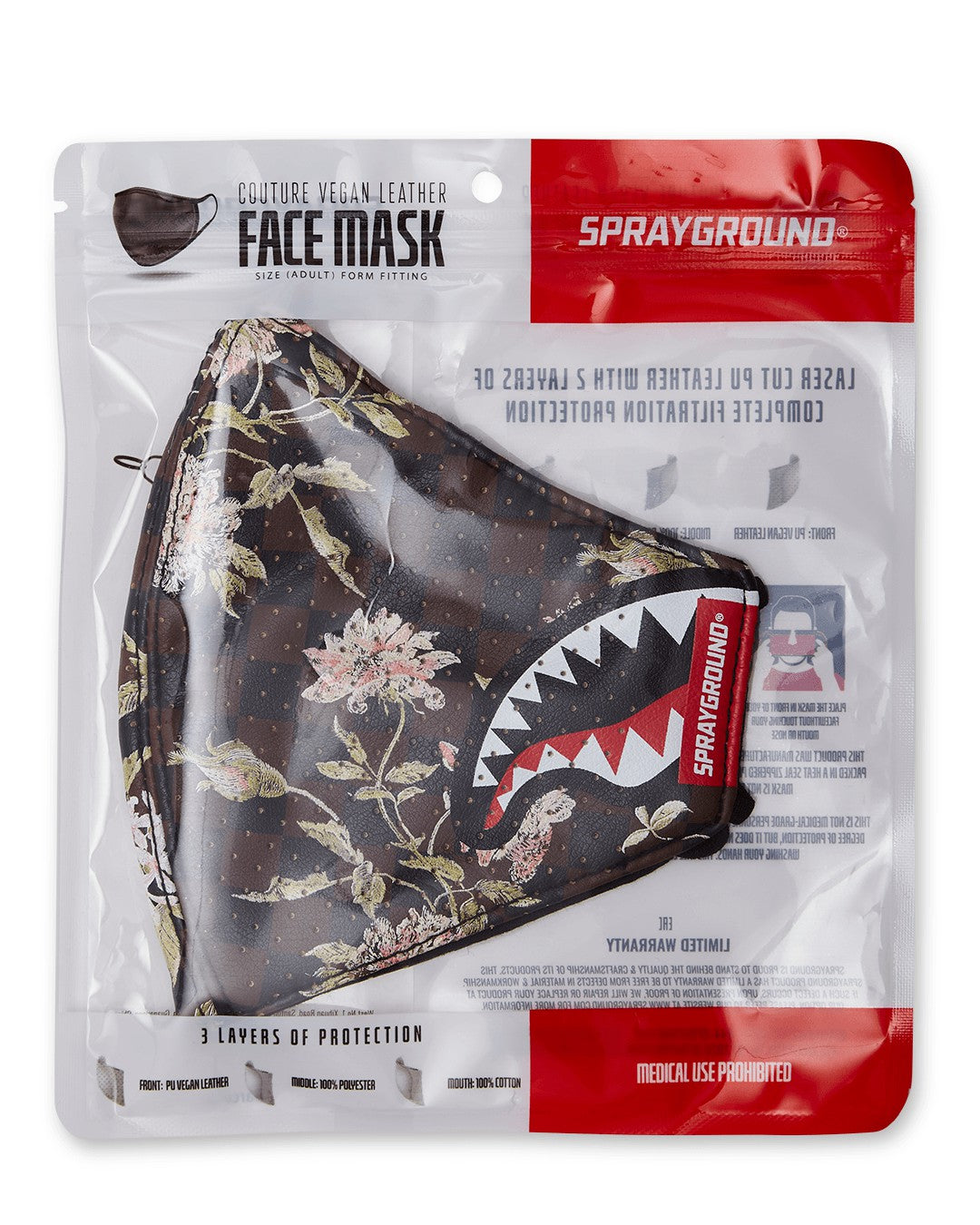 Sprayground - SHARKFLOWER VEGAN LEATHER FACE MASK