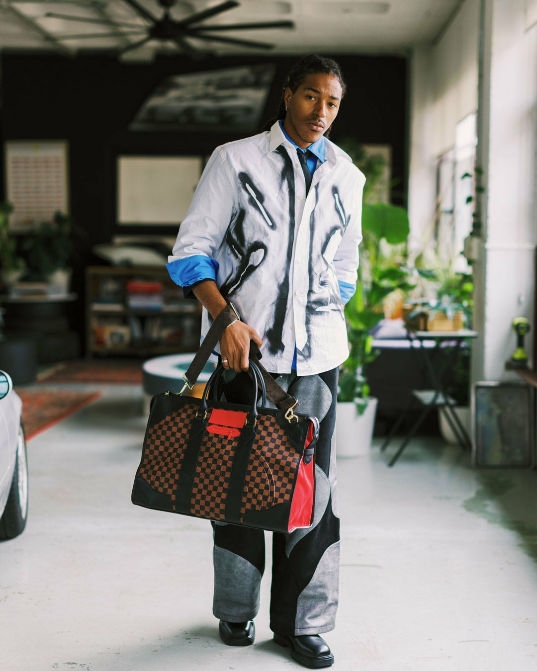 Sprayground - KATANA CHECK BOSS PYRAMID DUFFLE