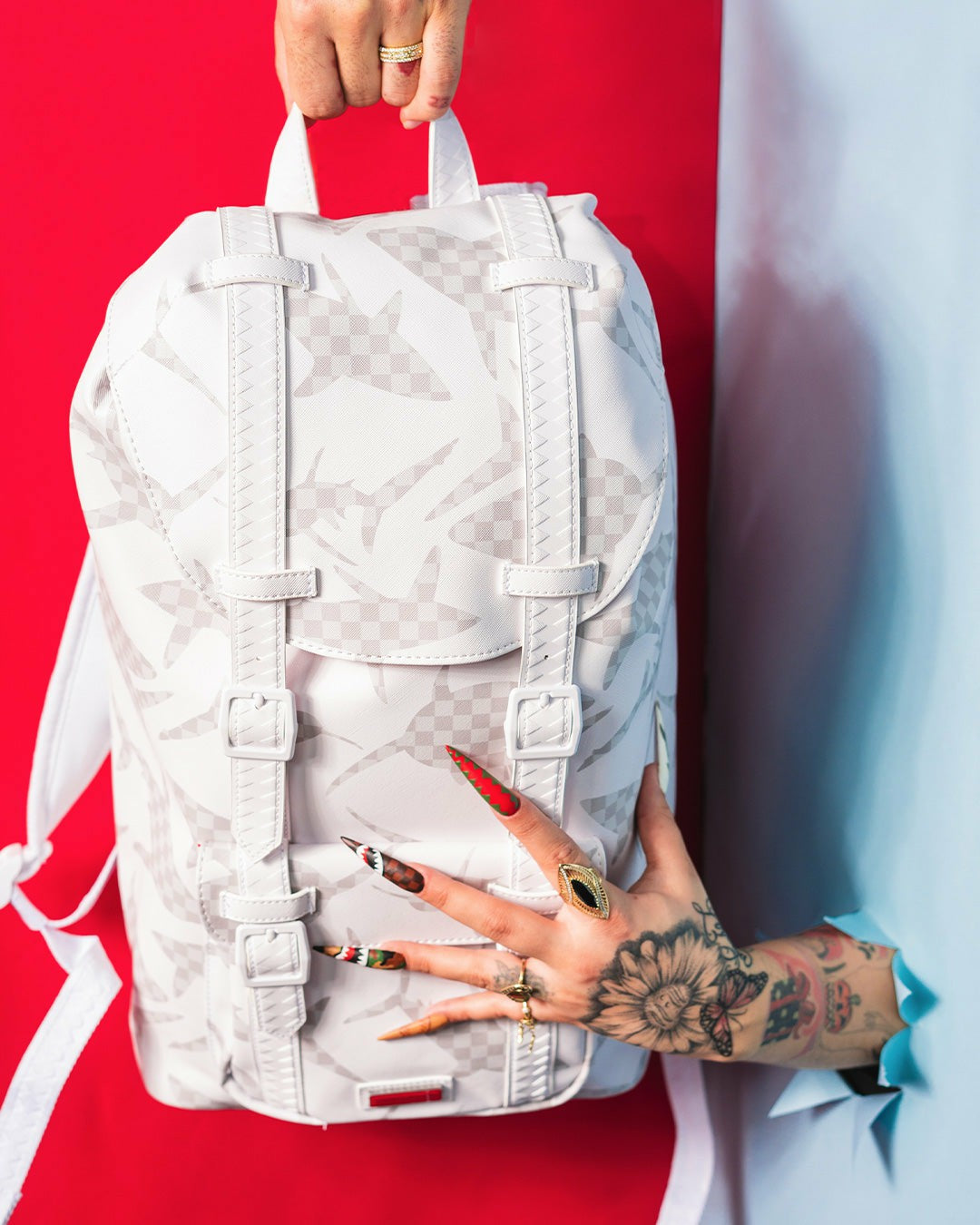 Sprayground - SHARK CHECK (WHITE) HILLS BACKPACK