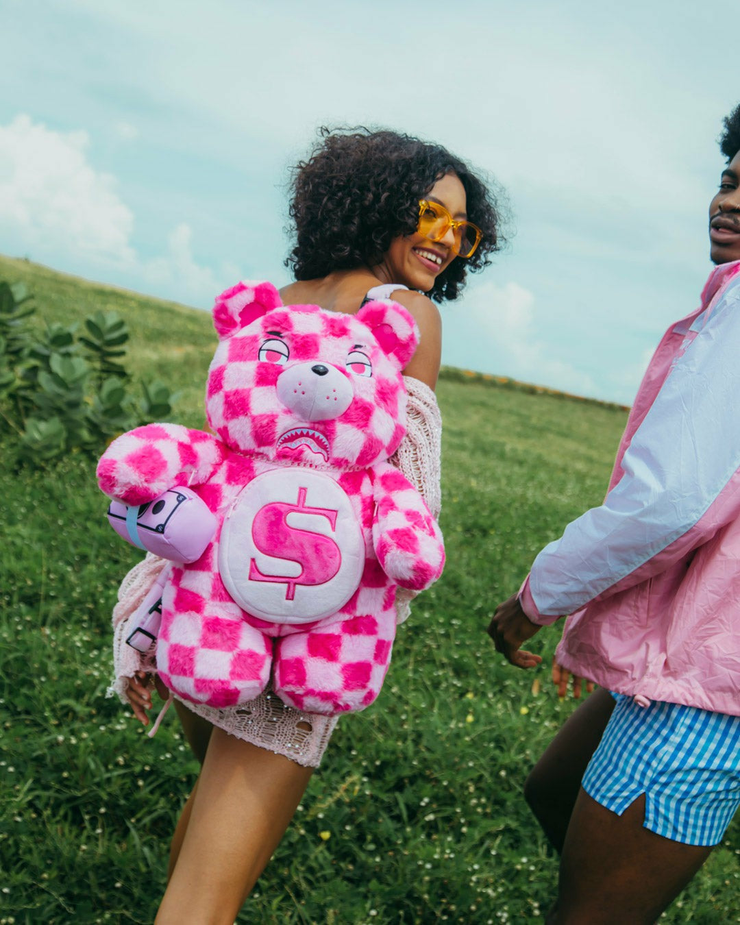 Sprayground - FURZILLA SHARK (PINK CHECK) MONEYBEAR BACKPACK