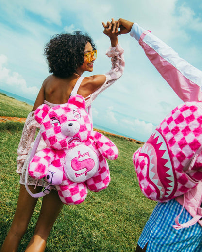 Sprayground - FURZILLA SHARK (PINK CHECK) MONEYBEAR BACKPACK