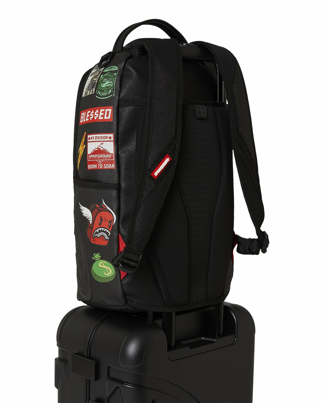 Sprayground - THE JOURNEY BEGINS SHARKITECTURE CARRY-ON LUGGAGE BLACK WITH EXTRA STI
