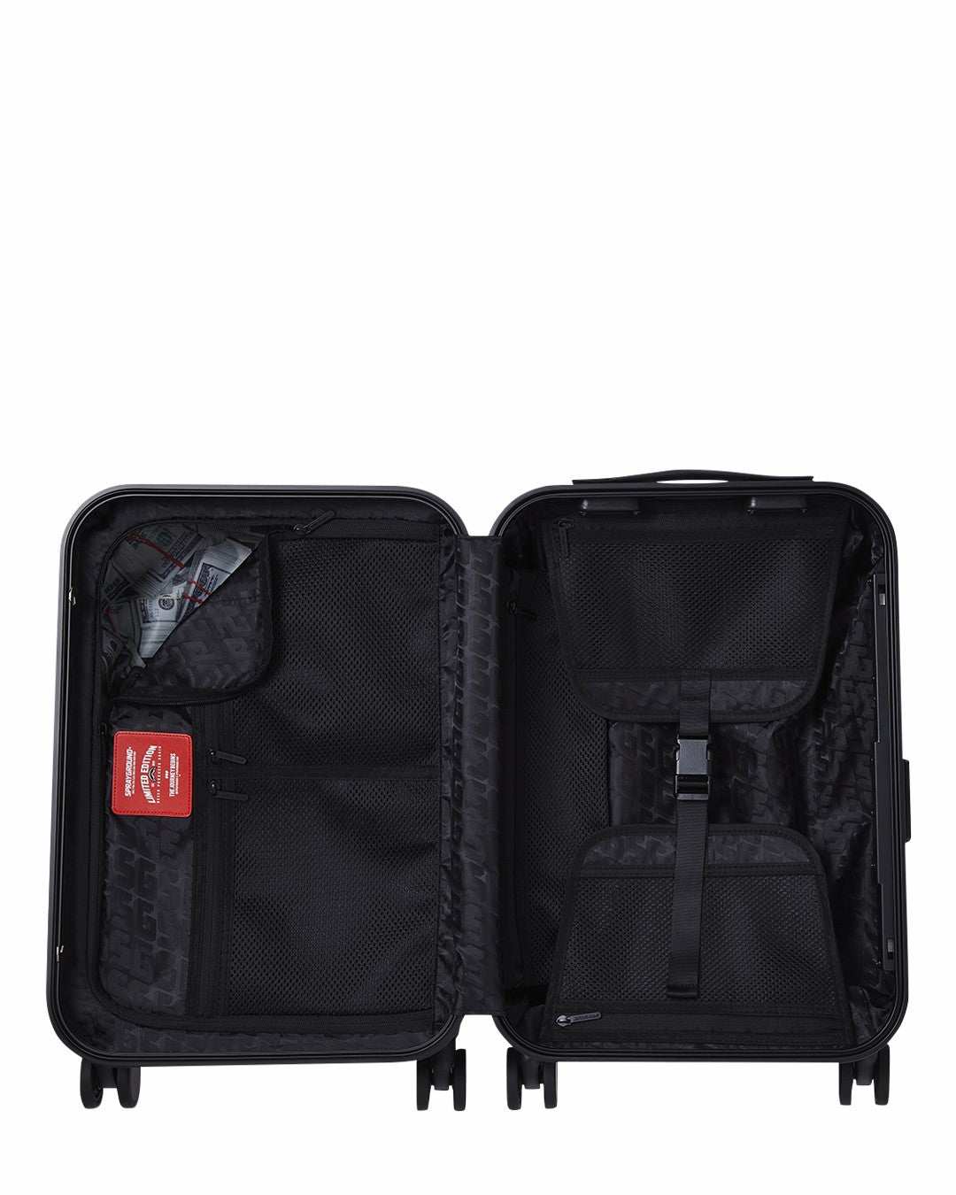 Sprayground - REALITY CHECK SHARKITECTURE CARRY-ON JETBLACK LUGGAGE (GOLD HARDWARE)