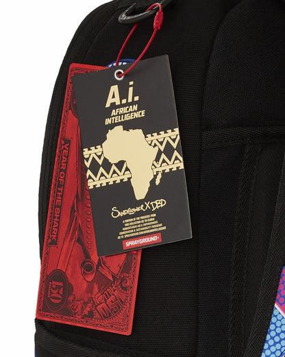 Sprayground - A.I. AFRICAN INTELLIGENCE BORN AND RAISED BACKPACK - SANDFLOWER COLLAB
