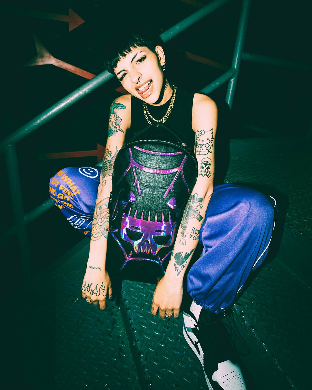 Sprayground - CAZZU IRIDESCENT CUT & SEW SPIDER SKULL SHARK BACKPACK (DLXV)