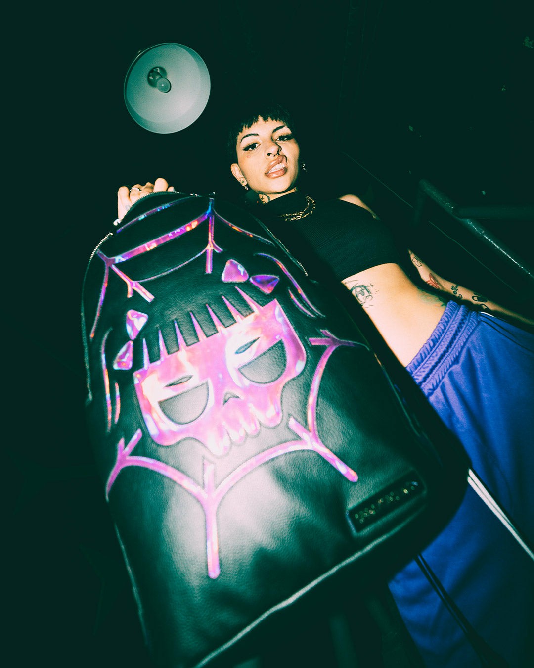 Sprayground - CAZZU IRIDESCENT CUT & SEW SPIDER SKULL SHARK BACKPACK (DLXV)