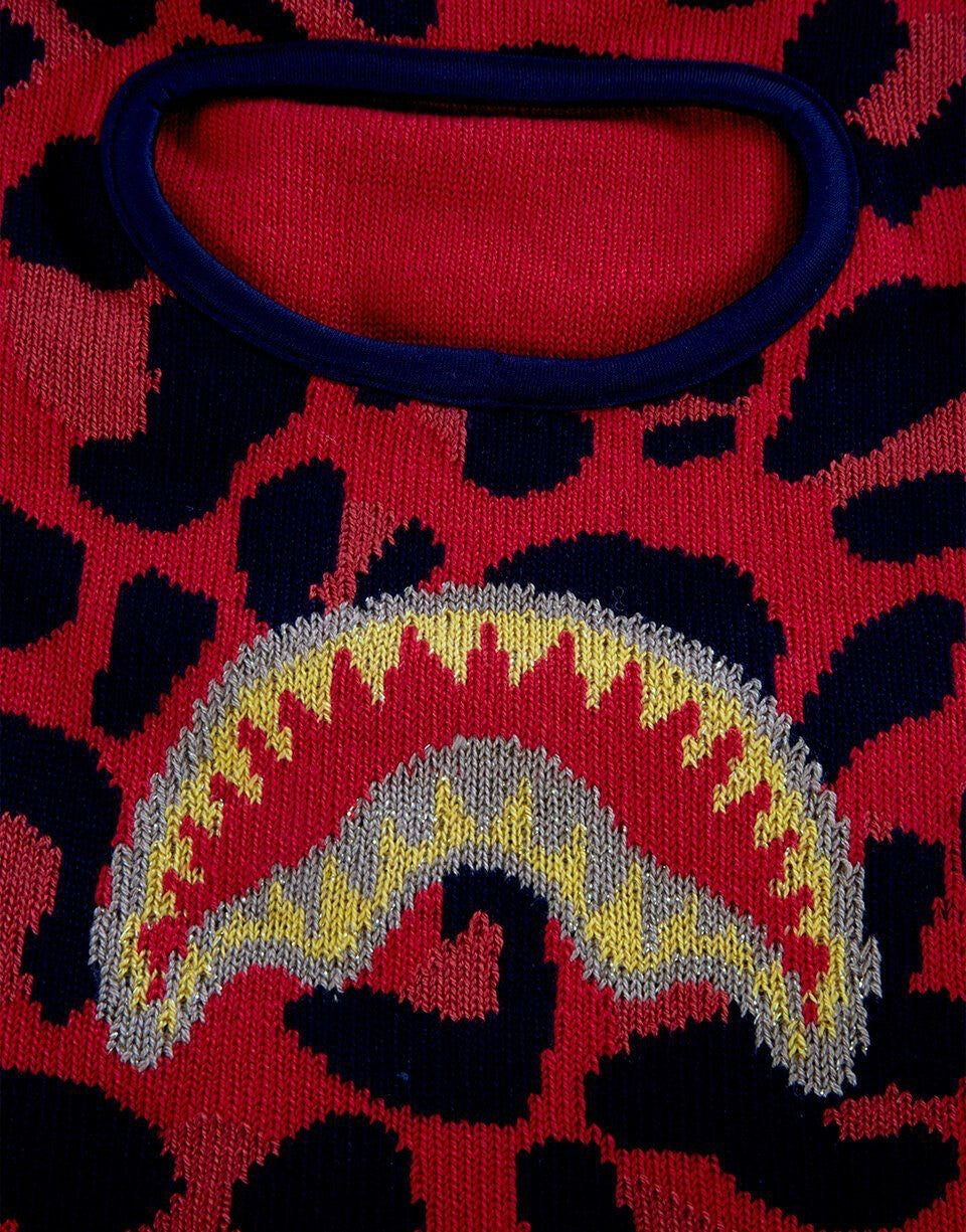 Sprayground - RED LEOPARD GOLD SHARK MOUTH SKI MASK