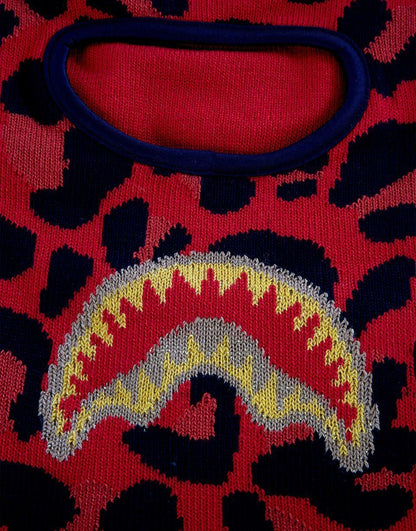Sprayground - RED LEOPARD GOLD SHARK MOUTH SKI MASK