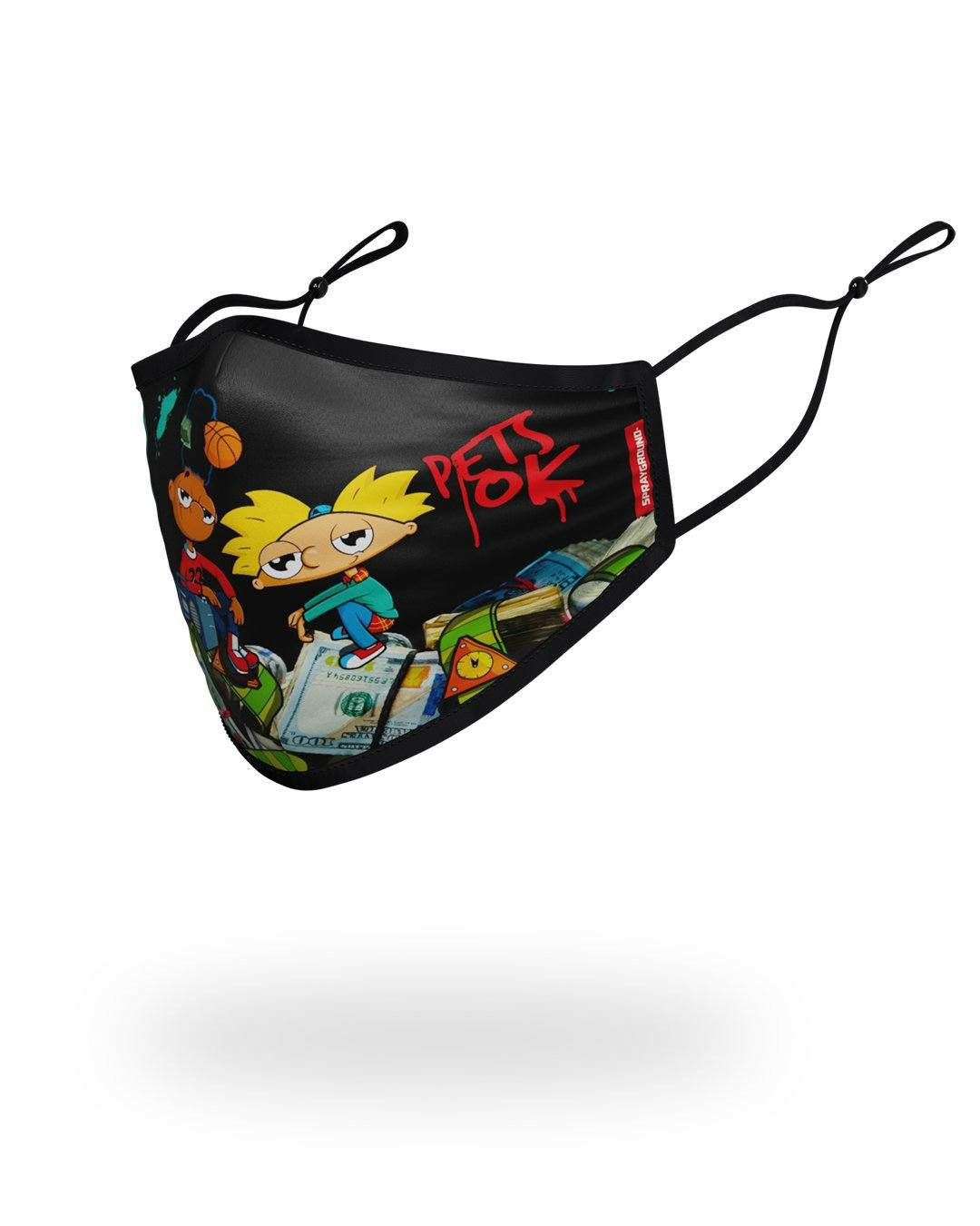 Sprayground - ADULT HEY ARNOLD MONEY STACKS FORM FITTING FACE-COVERING