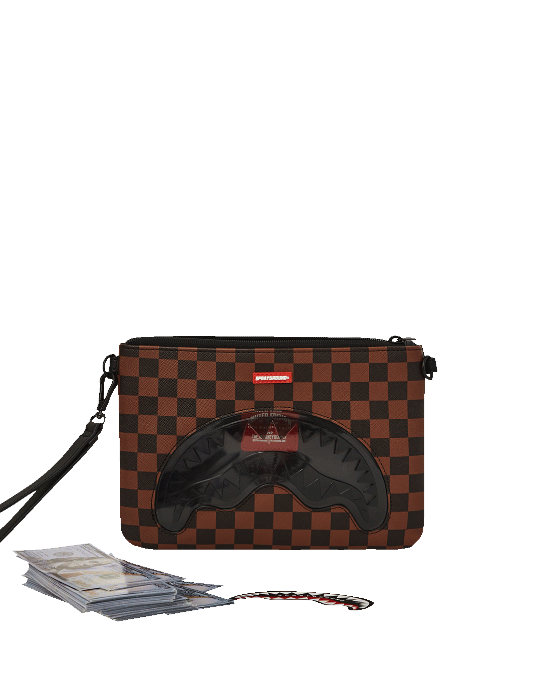 Sprayground - SHARKS IN PARIS CLEAR FOR TAKEOFF CROSSOVER CLUTCH WITH STRAP