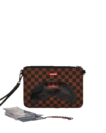 Sprayground - SHARKS IN PARIS CLEAR FOR TAKEOFF CROSSOVER CLUTCH WITH STRAP