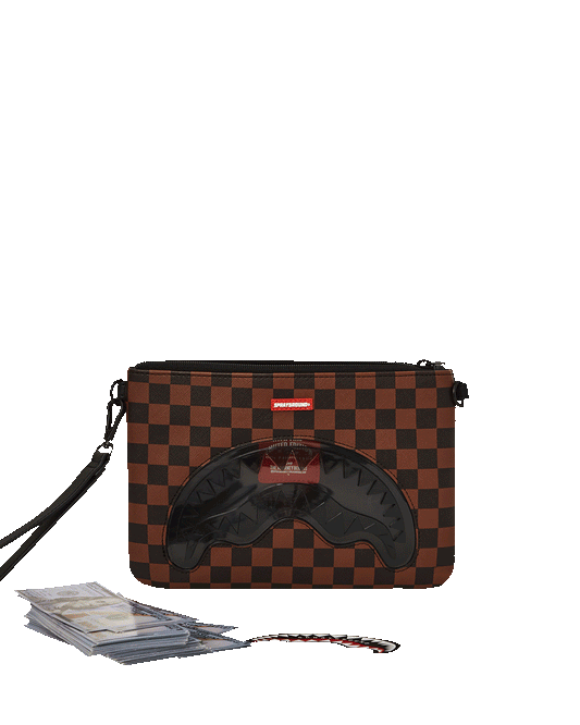 Sprayground - SHARKS IN PARIS CLEAR FOR TAKEOFF CROSSOVER CLUTCH WITH STRAP
