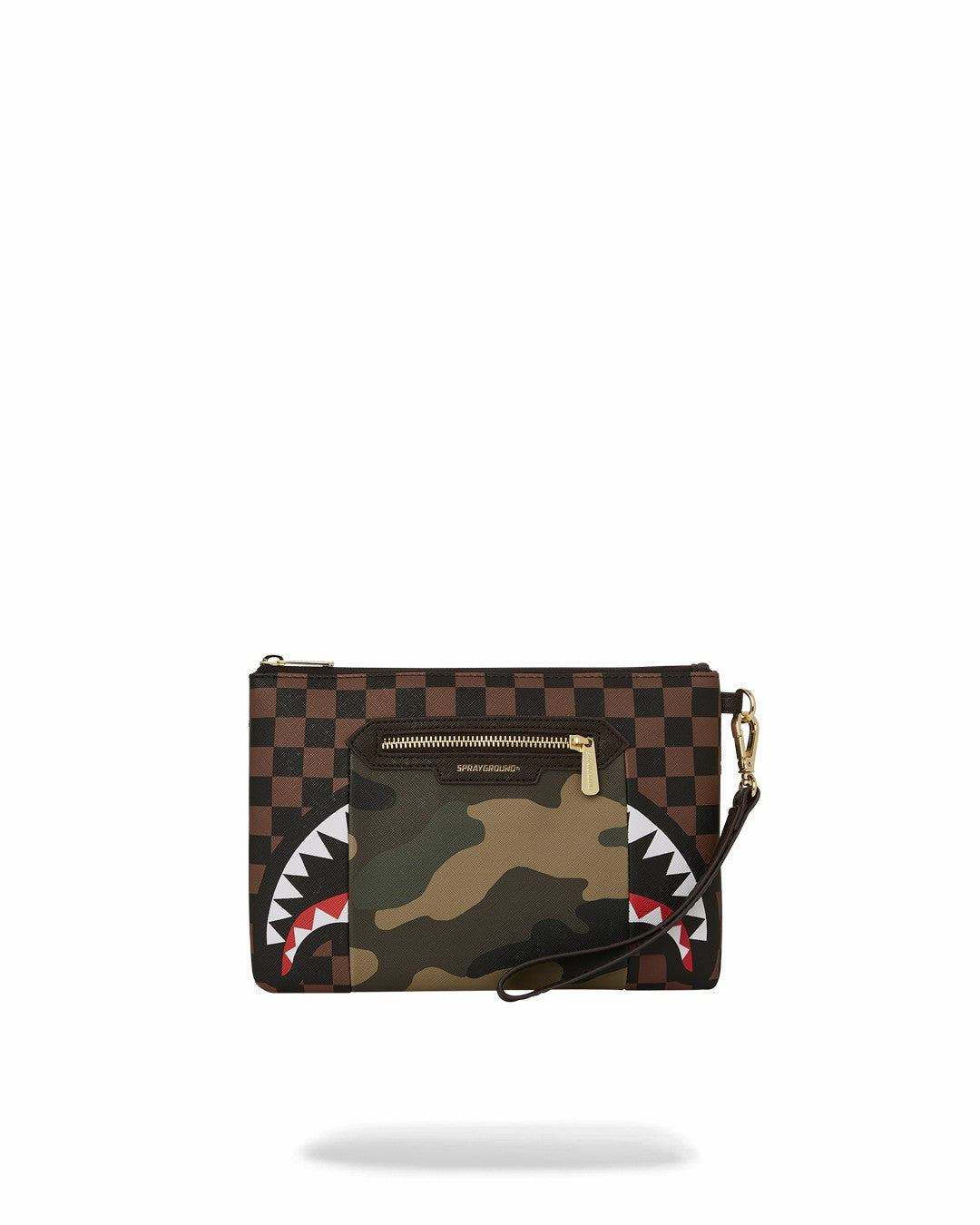 Sprayground - EXTERIOR GOLD ZIP POCKET SHARKS IN PARIS CROSSOVER CLUTCH