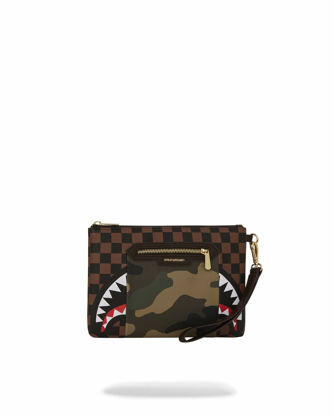 Sprayground - EXTERIOR GOLD ZIP POCKET SHARKS IN PARIS CROSSOVER CLUTCH