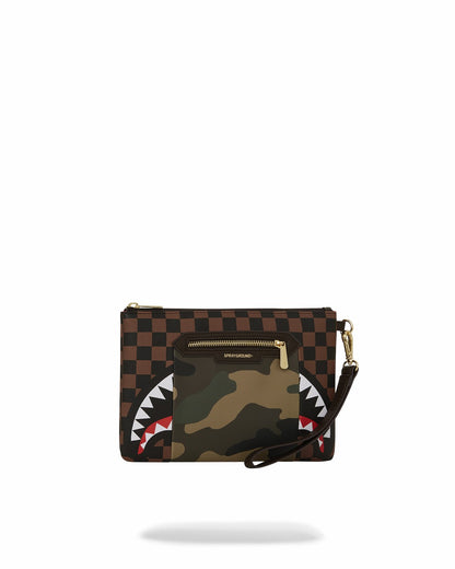 Sprayground - EXTERIOR GOLD ZIP POCKET SHARKS IN PARIS CROSSOVER CLUTCH