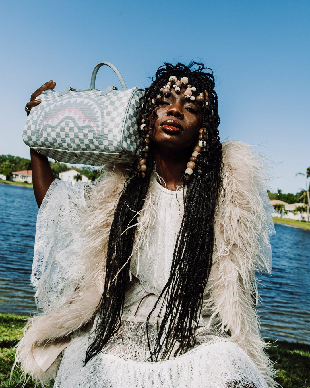 Sprayground - KNIT SHARKS IN PARIS IN CREAM MINI DUFFLE