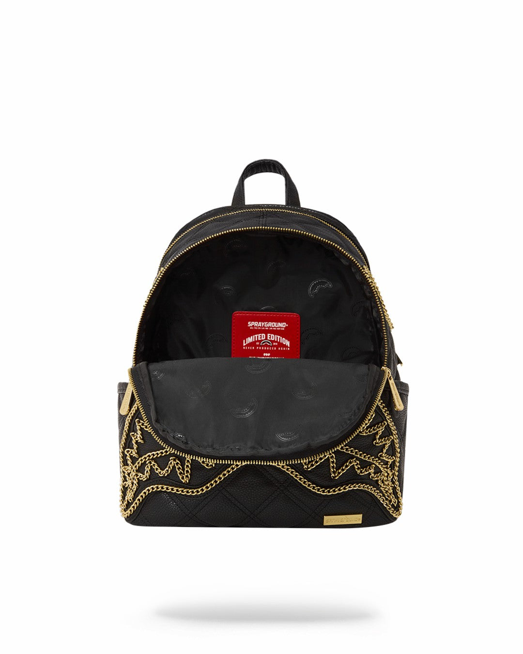 Sprayground - NOIR QUILT GOLD CHAIN SHARK SAVAGE BACKPACK