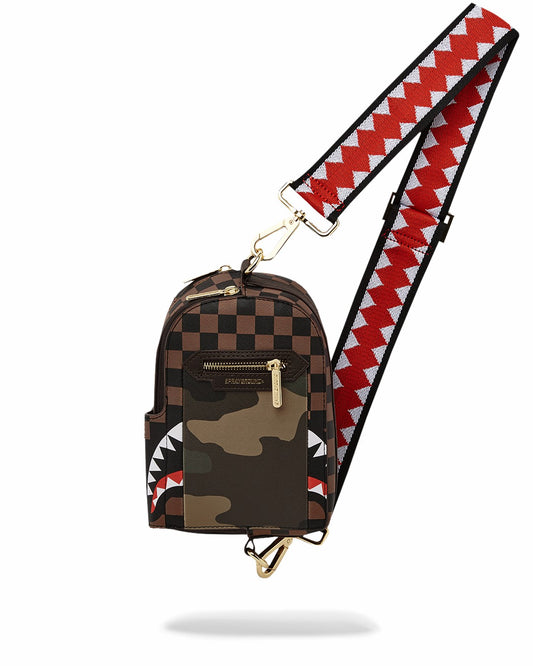 Sprayground - EXTERIOR GOLD ZIP POCKET SHARKS IN PARIS BACKPACK SLING