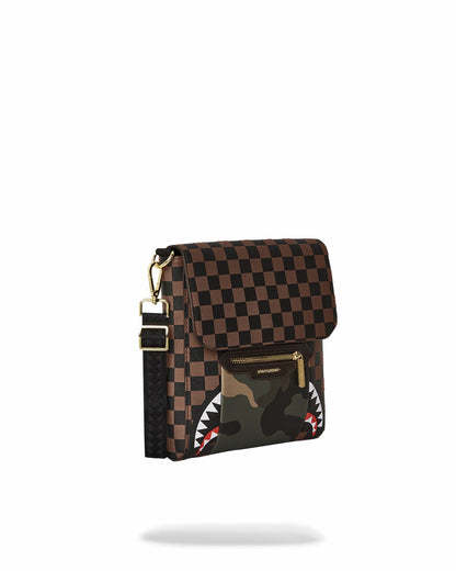 Sprayground - EXTERIOR GOLD ZIP POCKET SHARKS IN PARIS MESSENGER SLING BAG
