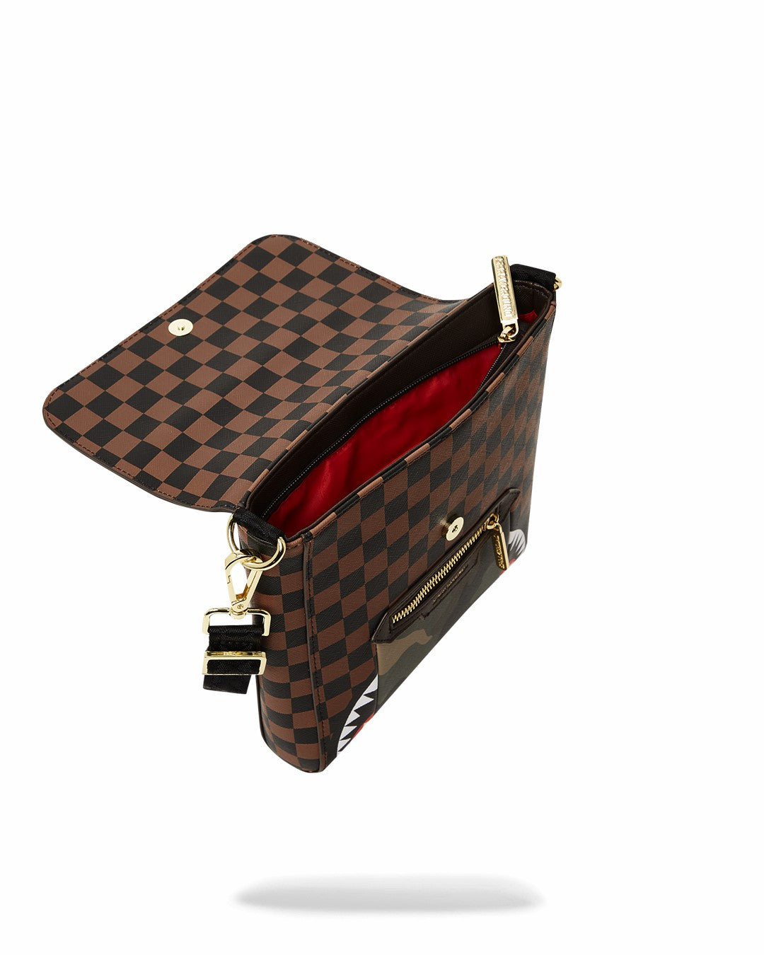 Sprayground - EXTERIOR GOLD ZIP POCKET SHARKS IN PARIS MESSENGER SLING BAG