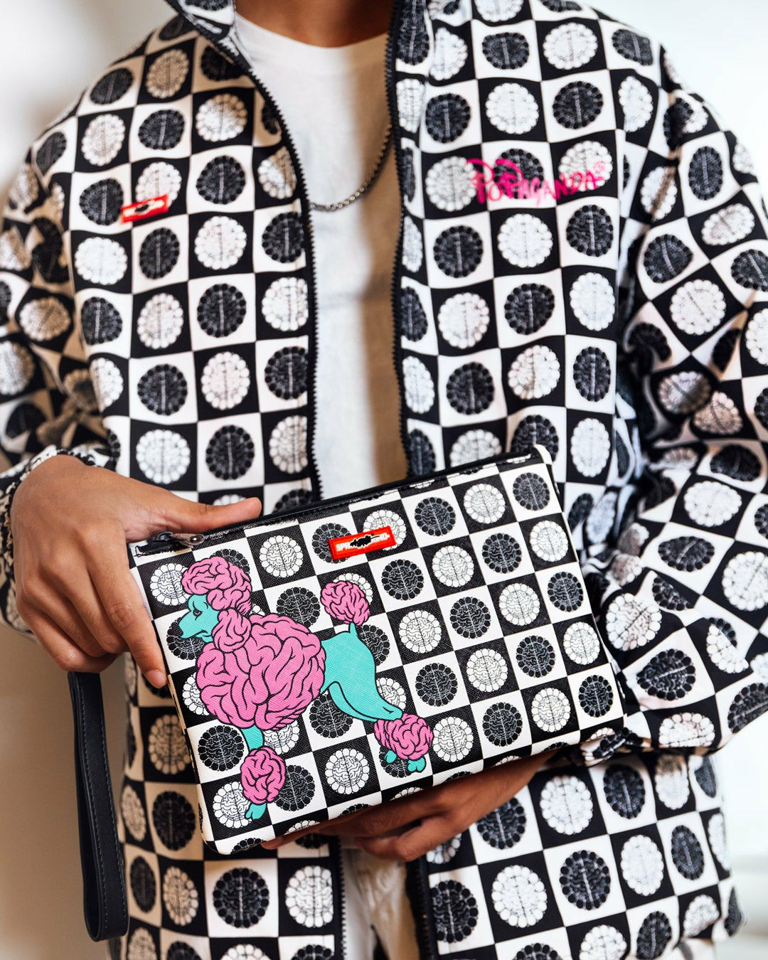 Sprayground - POODLE CHECK RON ENGLISH COLLAB POUCHETTE