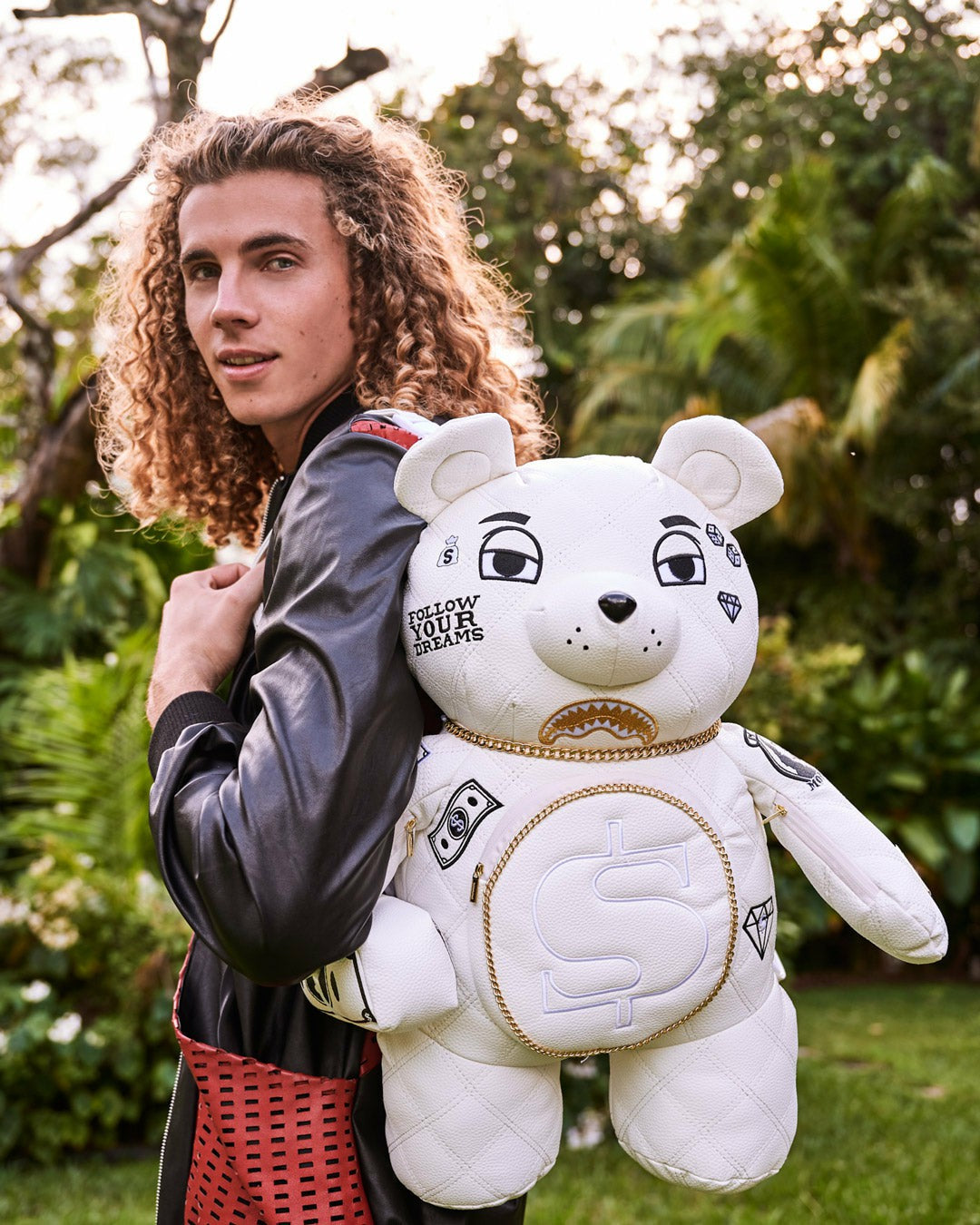 Sprayground - RIVIERA LE BLANC GOLD CHAIN MONEYBEAR TEDDYBEAR BACKPACK