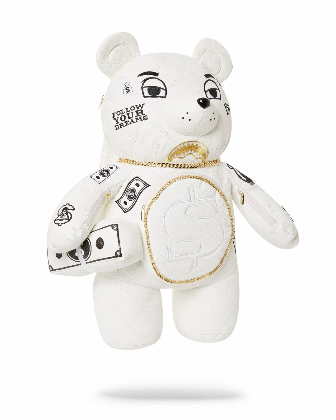 Sprayground - RIVIERA LE BLANC GOLD CHAIN MONEYBEAR TEDDYBEAR BACKPACK