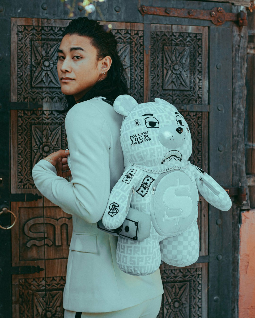 Sprayground - SPLIT THE CHECK (PEARL) MONEYBEAR TEDDYBEAR BACKPACK