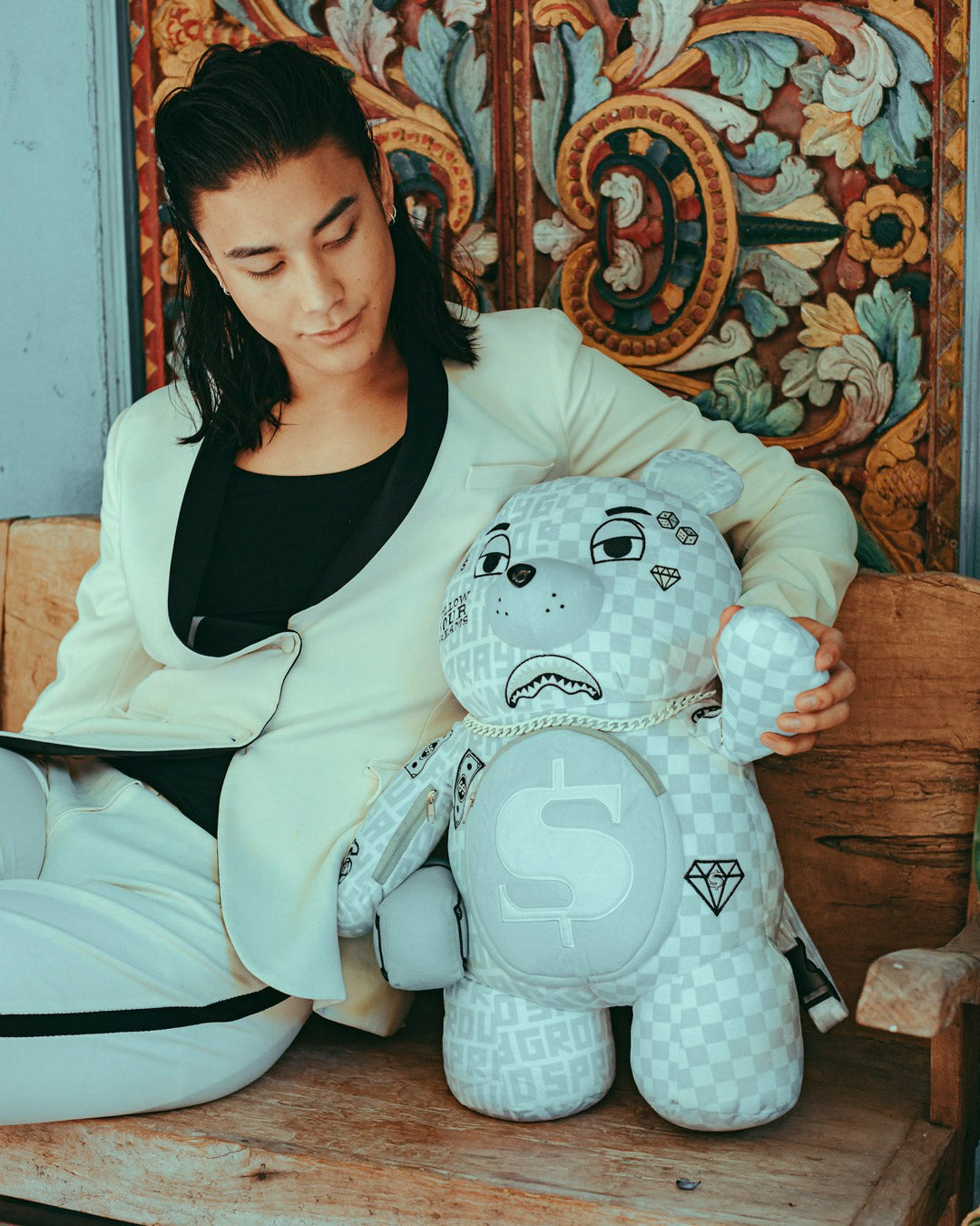 Sprayground - SPLIT THE CHECK (PEARL) MONEYBEAR TEDDYBEAR BACKPACK