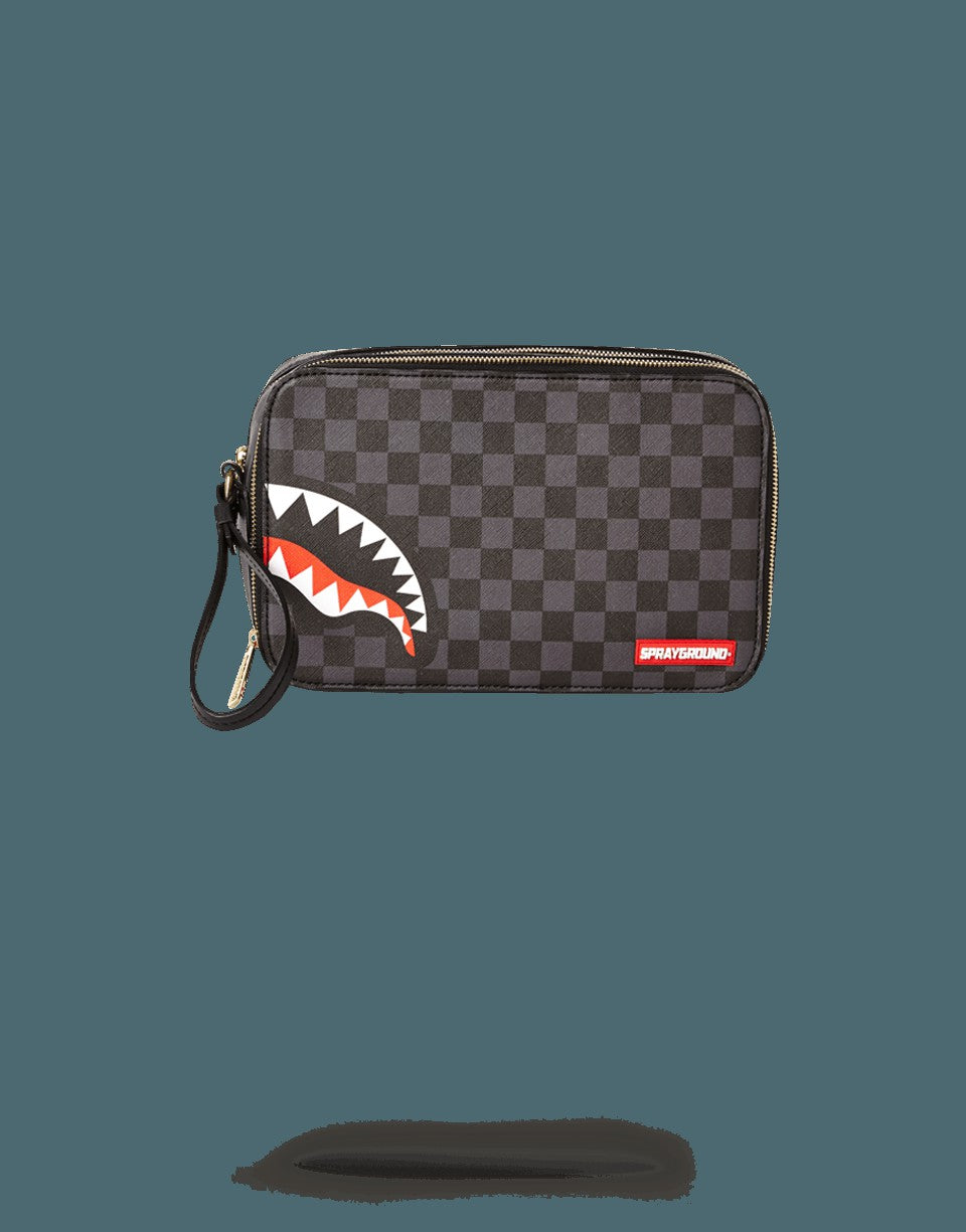 Sprayground - SHARKS IN PARIS (BLACK CHECKERED EDITION) TOILETRY AKA MONEY BAGS