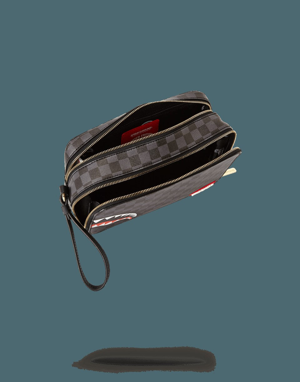 Sprayground - SHARKS IN PARIS (BLACK CHECKERED EDITION) TOILETRY AKA MONEY BAGS