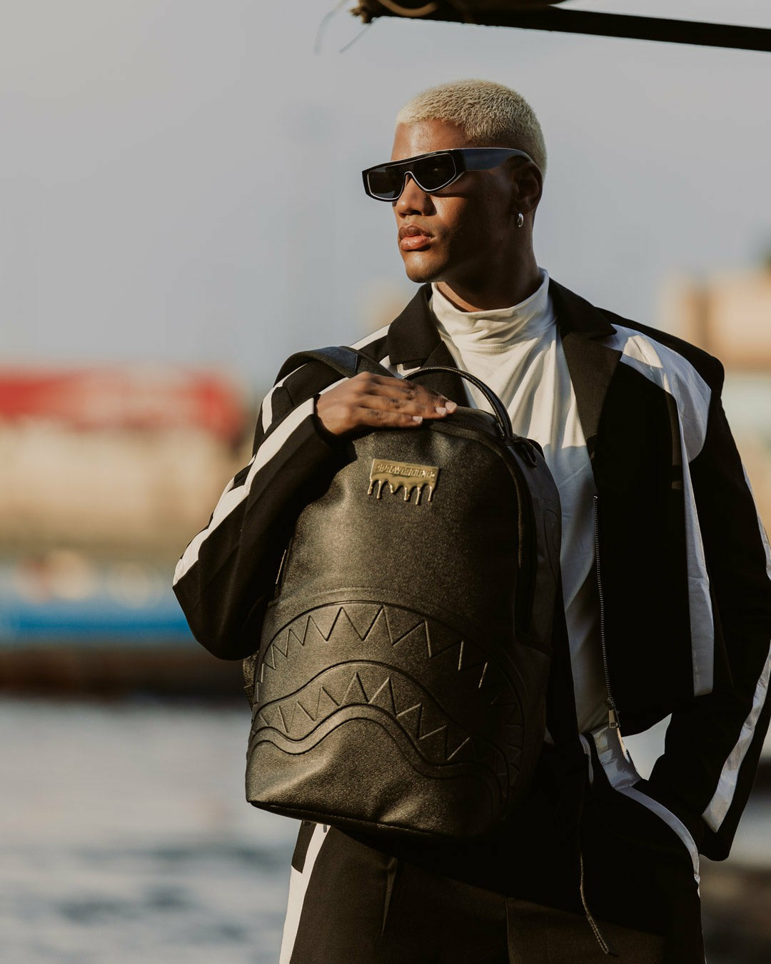 Sprayground - GOLD BRICK DRIP BLACK BACKPACK