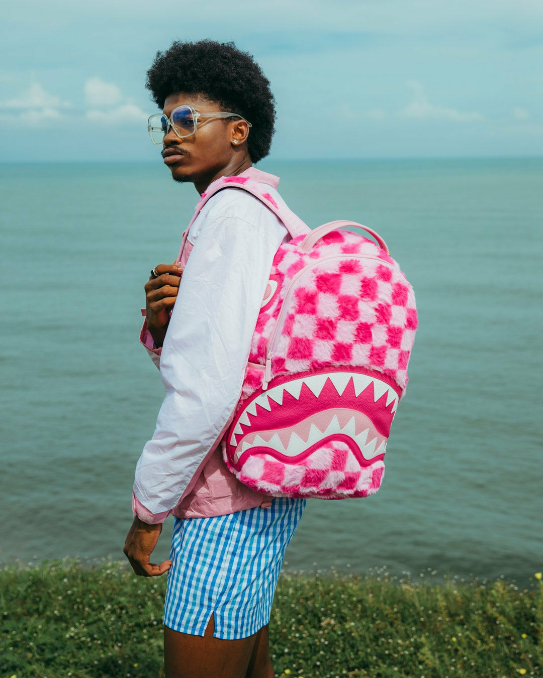 Sprayground - FURZILLA SHARK (PINK CHECK) BACKPACK