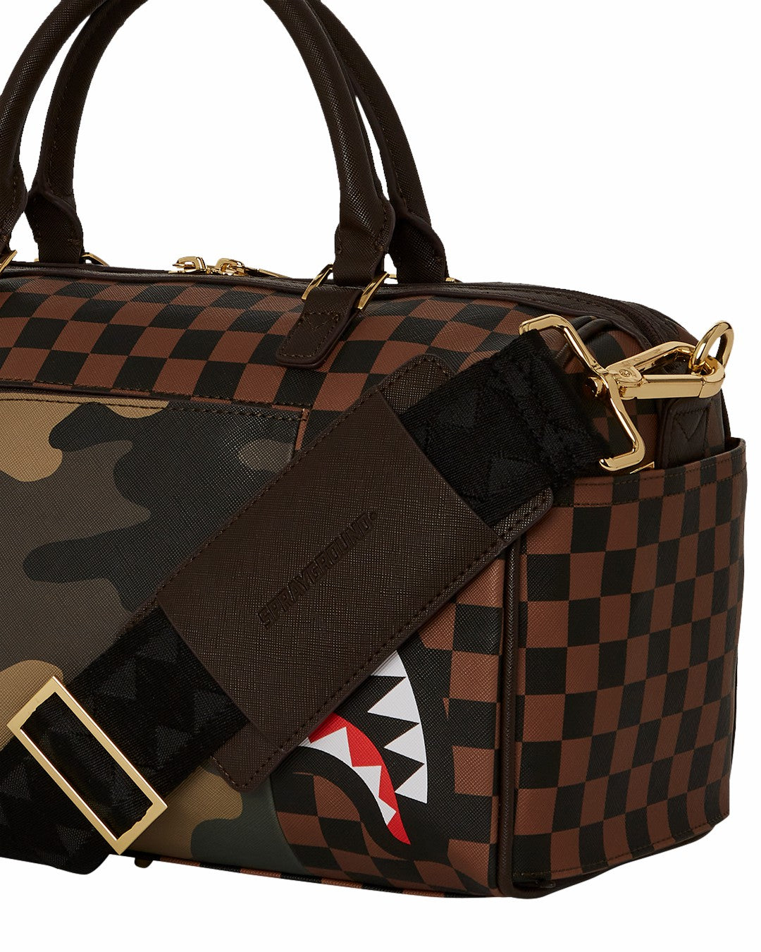 Sprayground - EXTERIOR GOLD ZIP POCKET SHARKS IN PARIS MINI DUFFLE