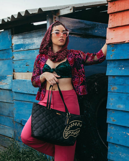 Sprayground - NOIR QUILT GOLD CHAIN SHARK TOTE