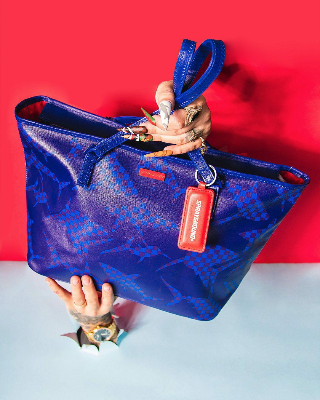 Sprayground - SHARK CHECK (BLUE) TOTE