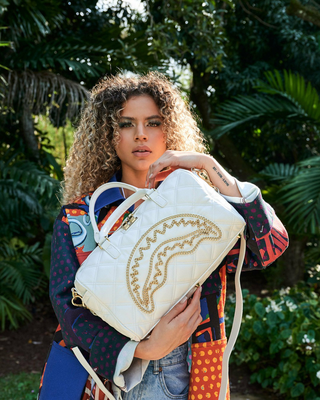 Sprayground - RIVIERA LE BLANC GOLD CHAIN SHARK MINI DUFFLE